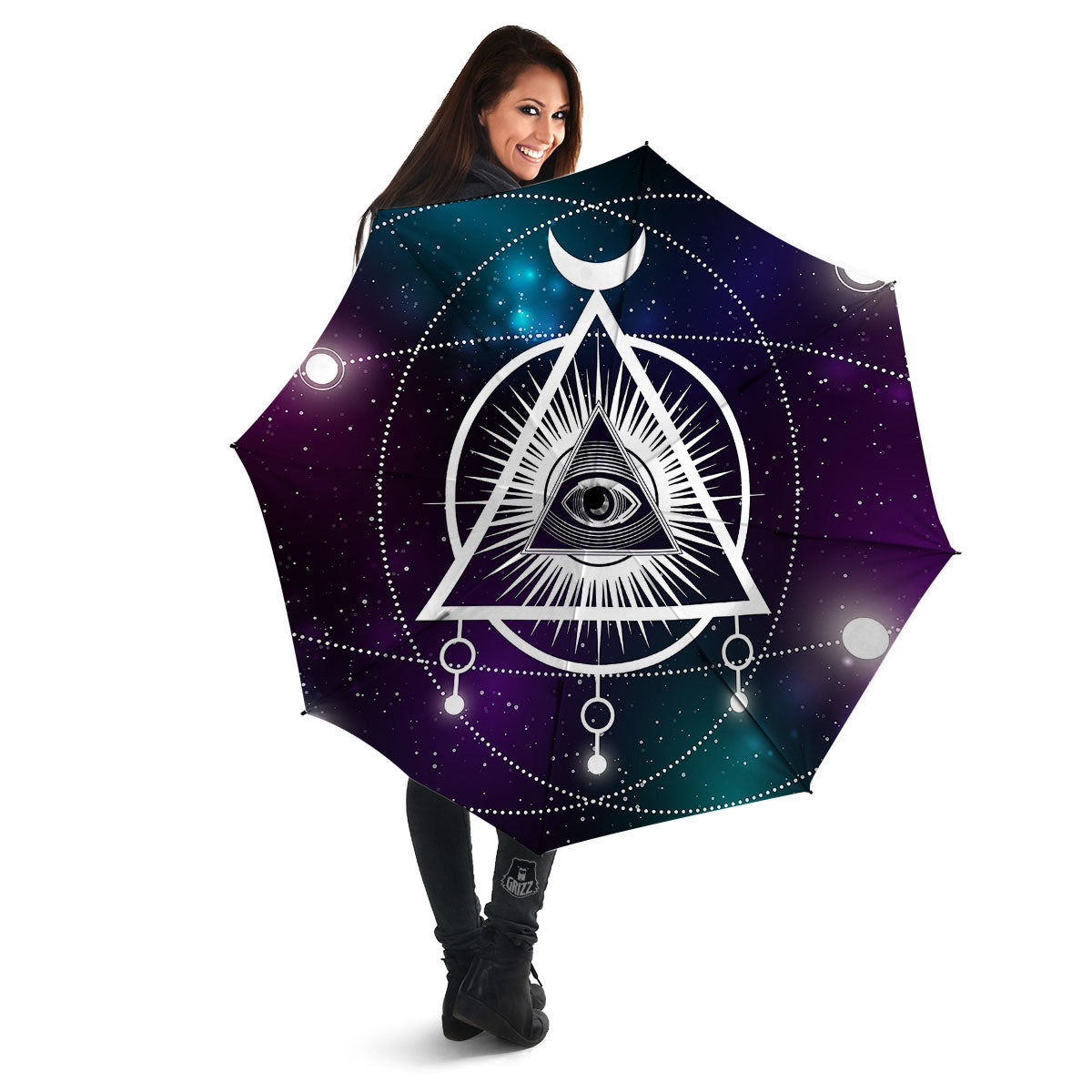 Eye Of Providence Galaxy Print Umbrella-grizzshop