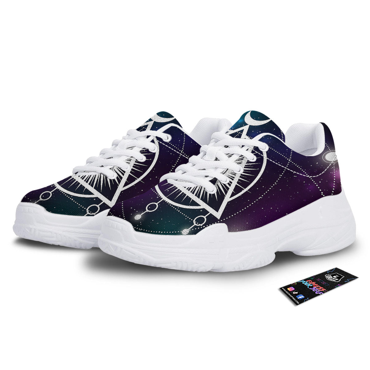 Eye Of Providence Galaxy Print White Chunky Shoes-grizzshop