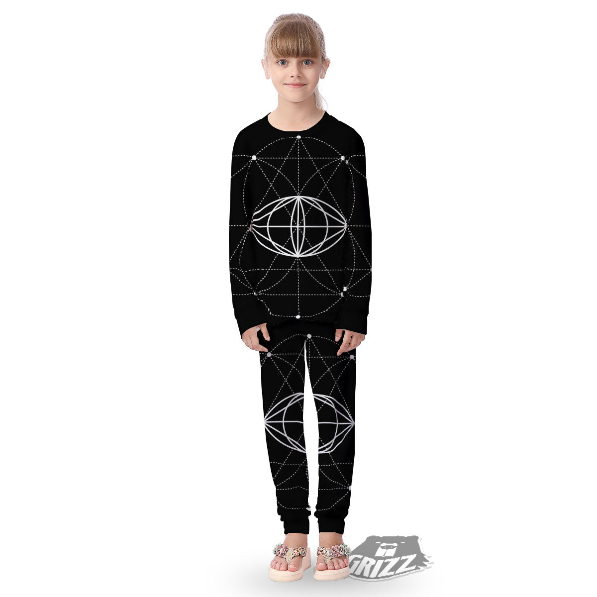 Eye Of Providence Geometric Print Kid's Pajamas-grizzshop