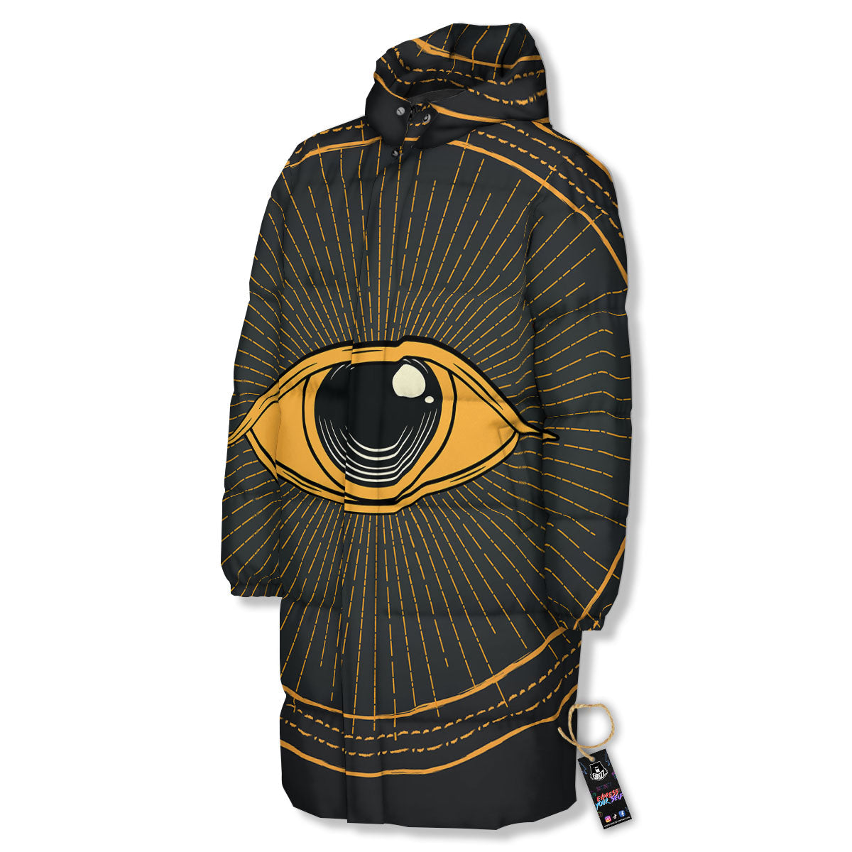Eye Of Providence Illuminati Print Long Down Jacket-grizzshop