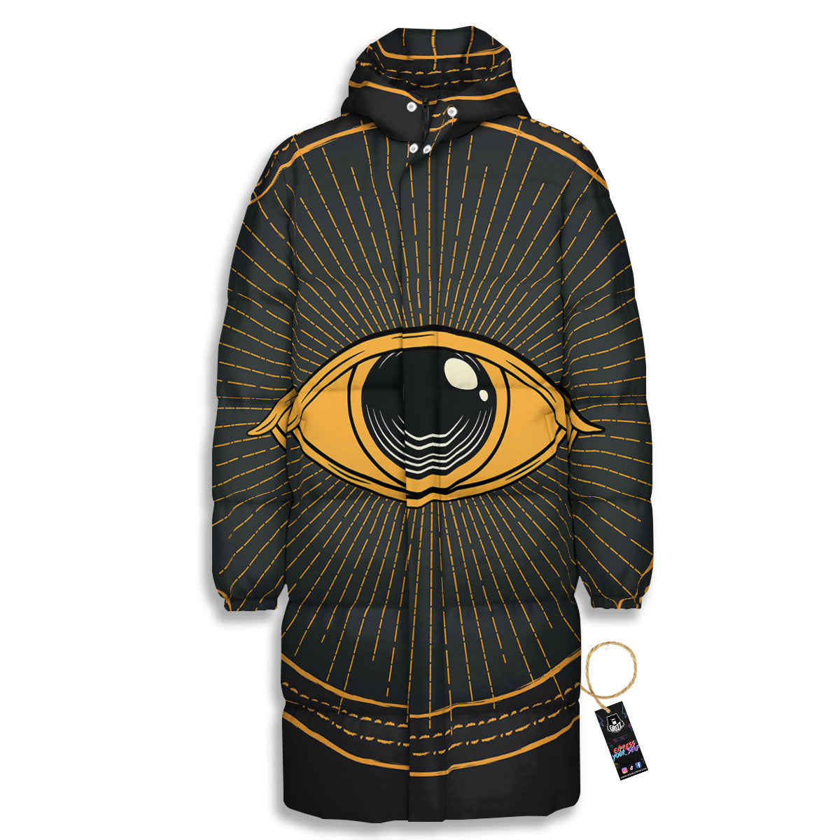 Eye Of Providence Illuminati Print Long Down Jacket-grizzshop