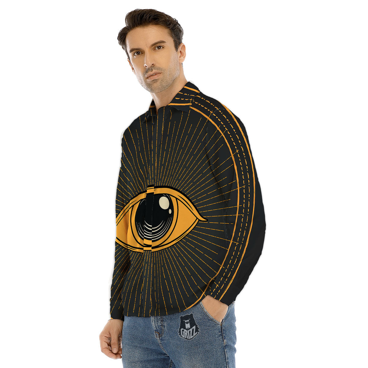 Eye Of Providence Illuminati Print Men's Dress Shirts-grizzshop