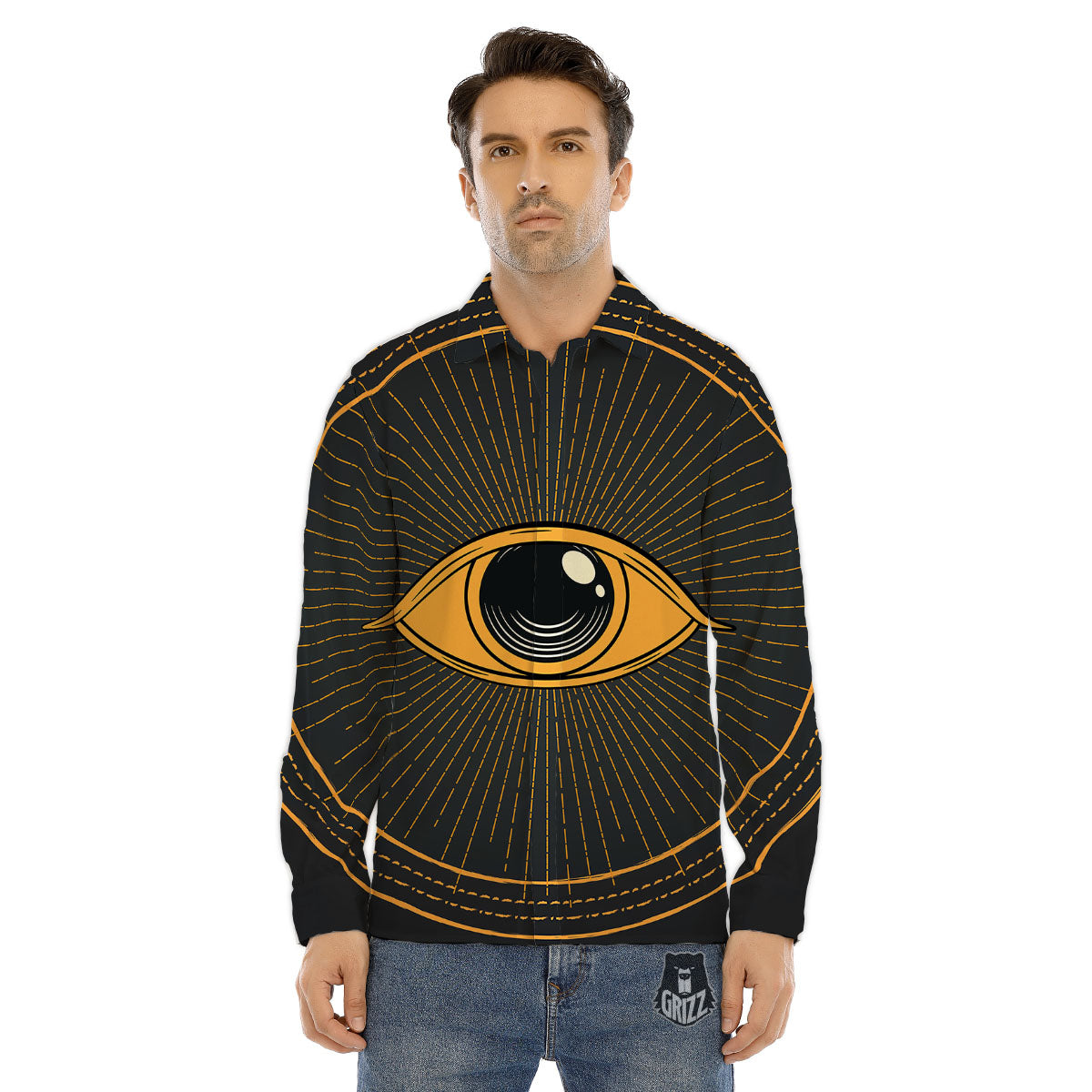 Eye Of Providence Illuminati Print Men's Dress Shirts-grizzshop
