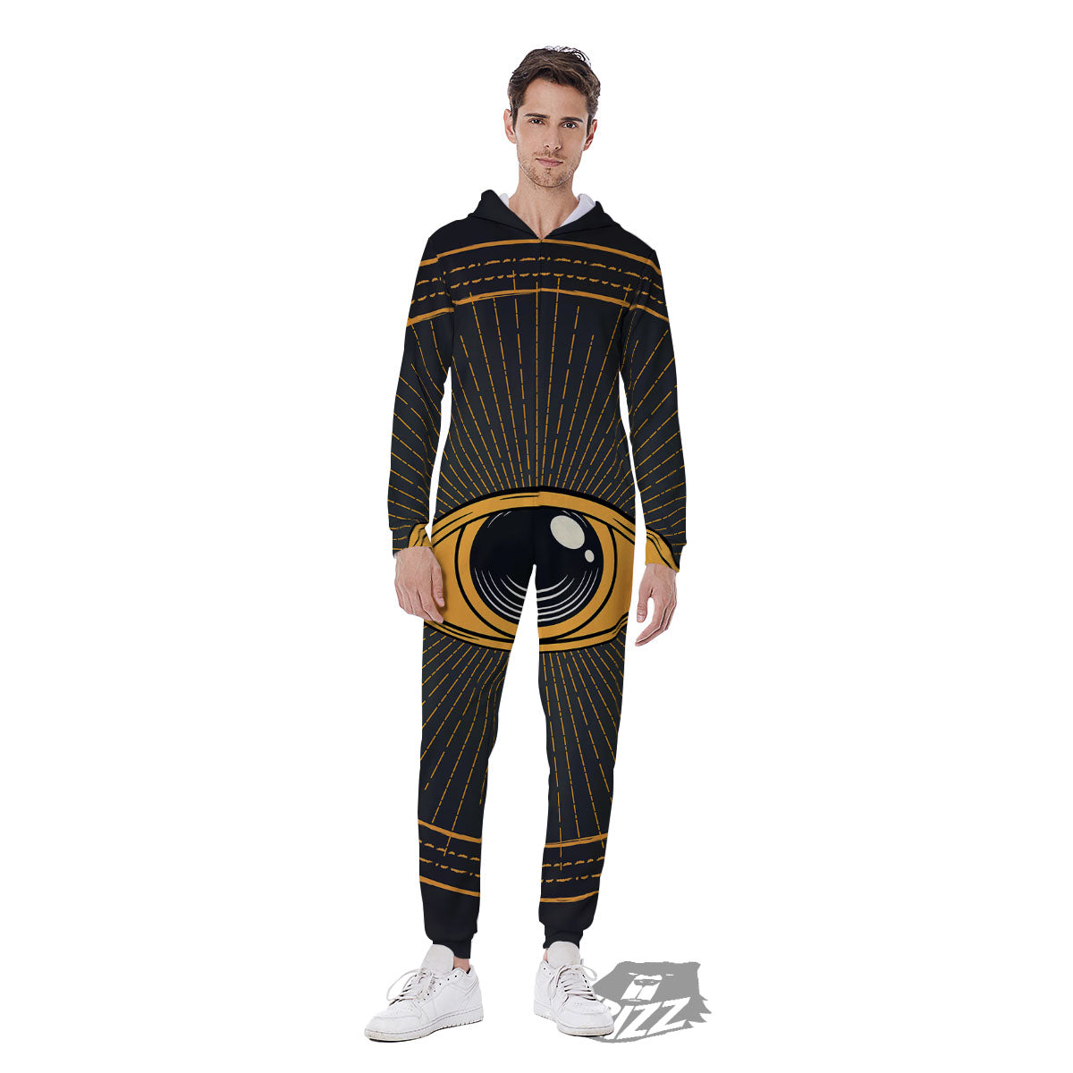 Eye Of Providence Illuminati Print Men's Jumpsuit-grizzshop