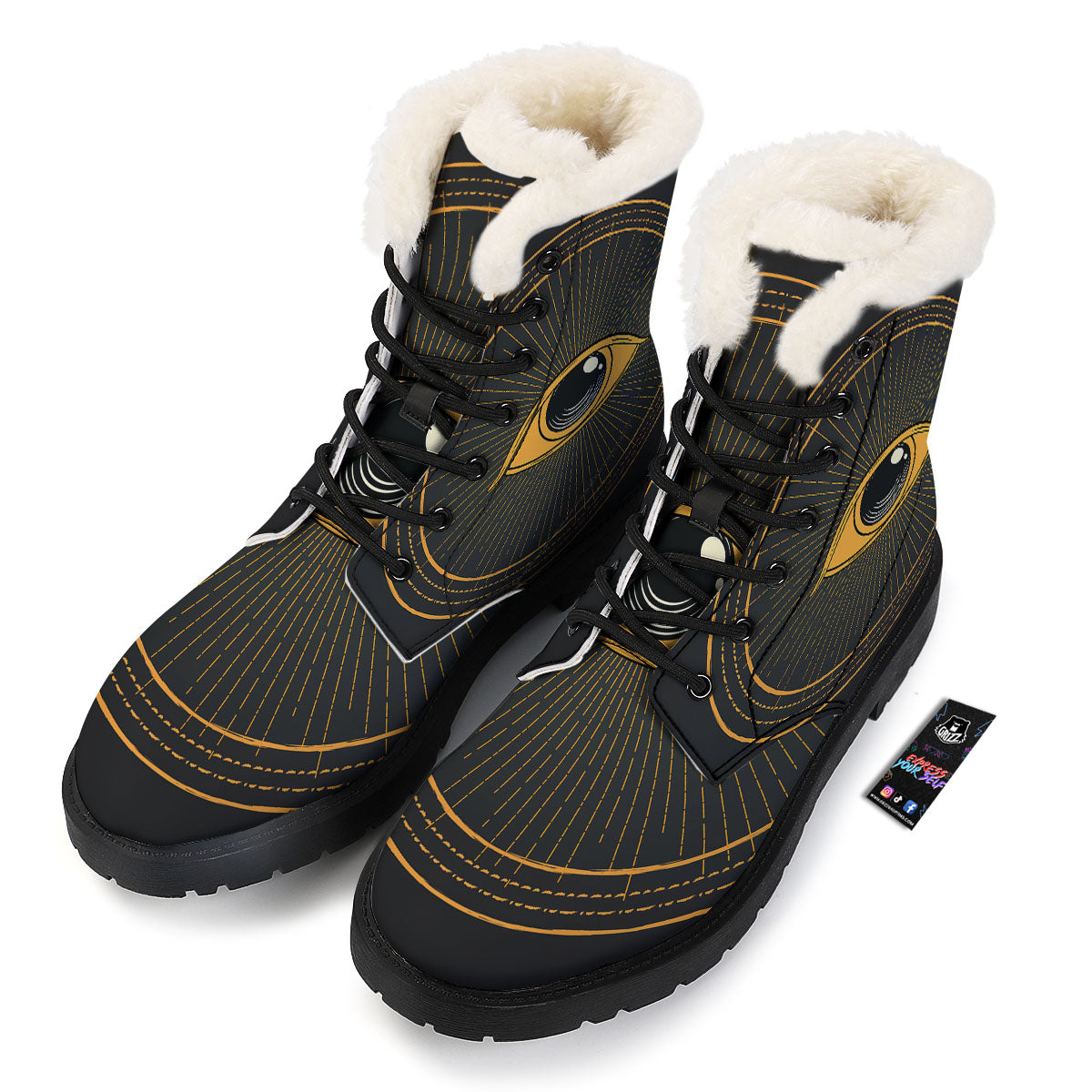 Eye Of Providence Illuminati Print Winter Boots-grizzshop