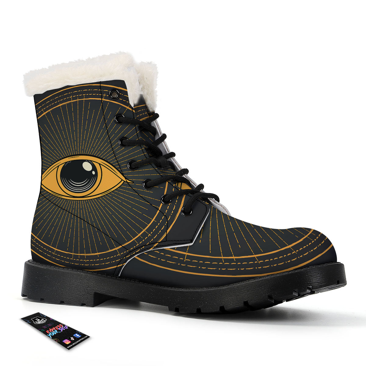 Eye Of Providence Illuminati Print Winter Boots-grizzshop