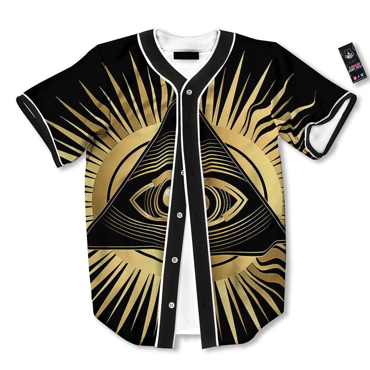 Eye Of Providence Symbol Illuminati Print Baseball Jersey-grizzshop