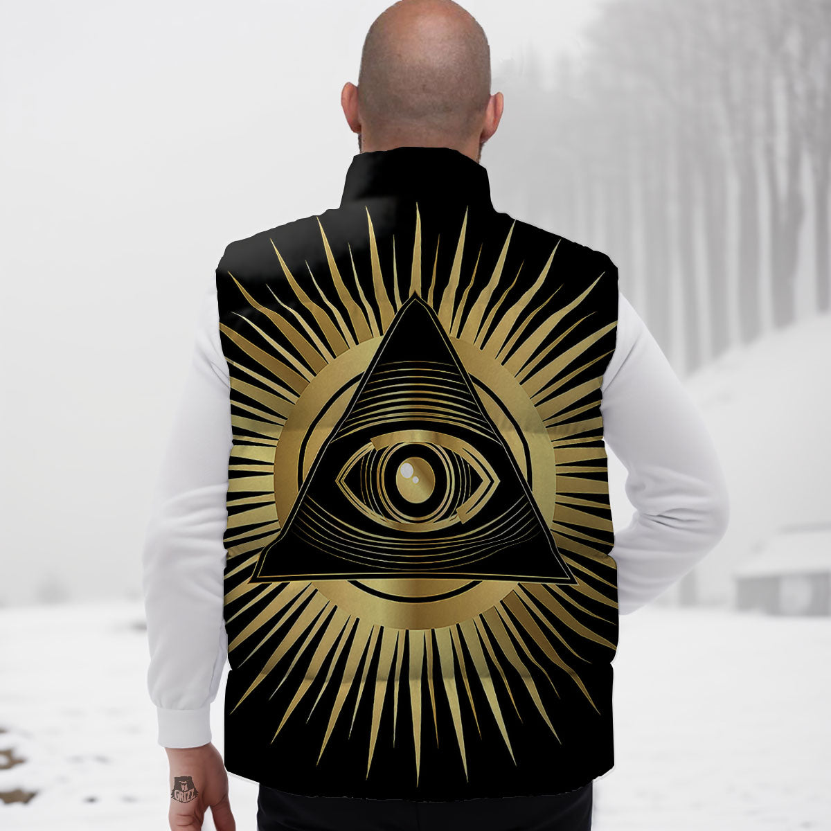Eye Of Providence Symbol Illuminati Print Down Vest