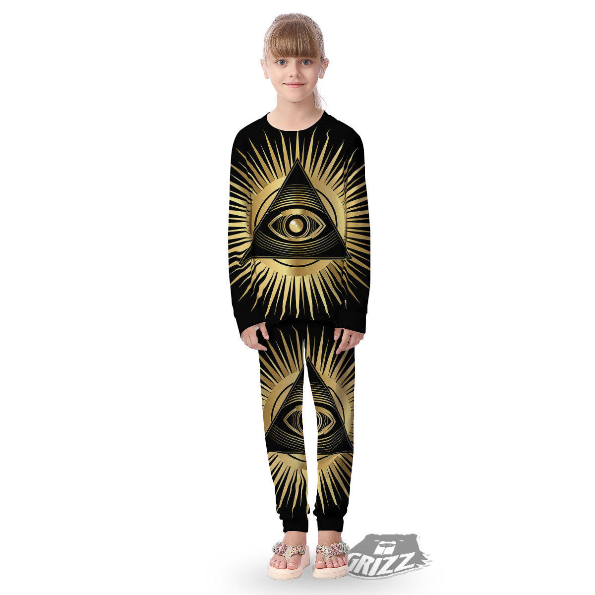 Eye Of Providence Symbol Illuminati Print Kid's Pajamas-grizzshop