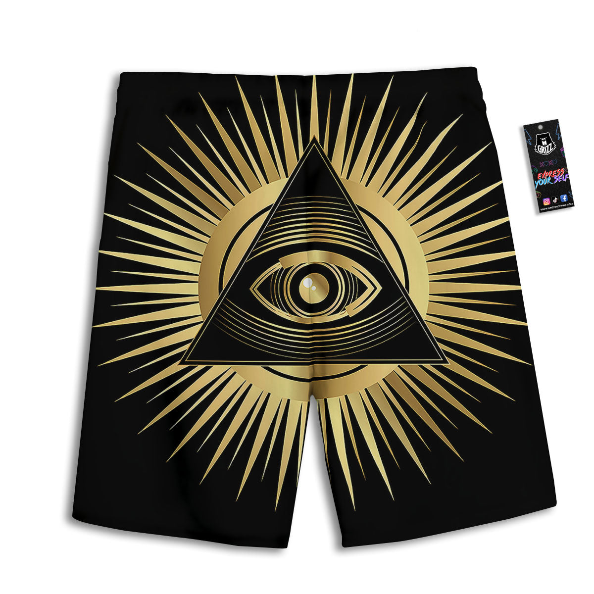 Eye Of Providence Symbol Illuminati Print Men's Athletic Shorts
