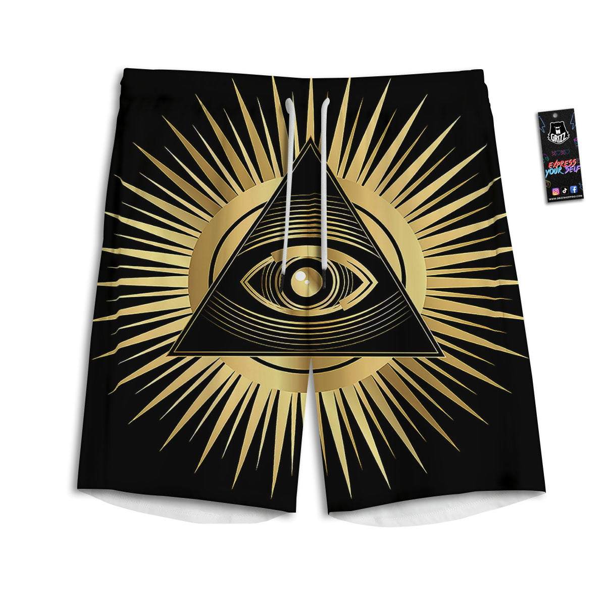 Eye Of Providence Symbol Illuminati Print Men's Athletic Shorts