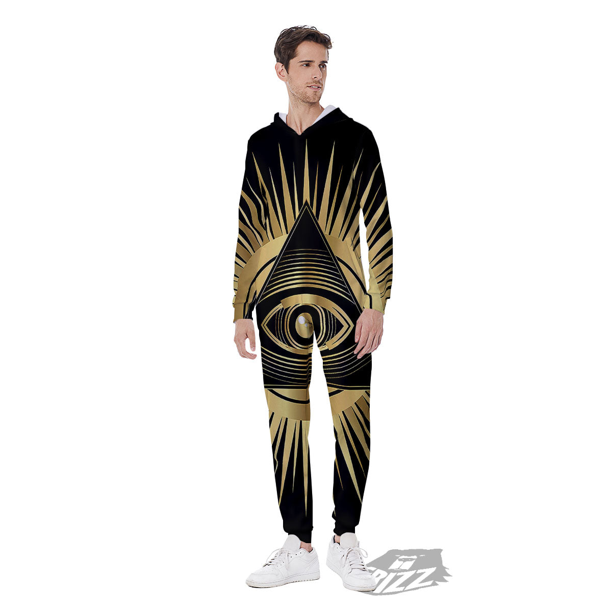 Eye Of Providence Symbol Illuminati Print Men's Jumpsuit-grizzshop