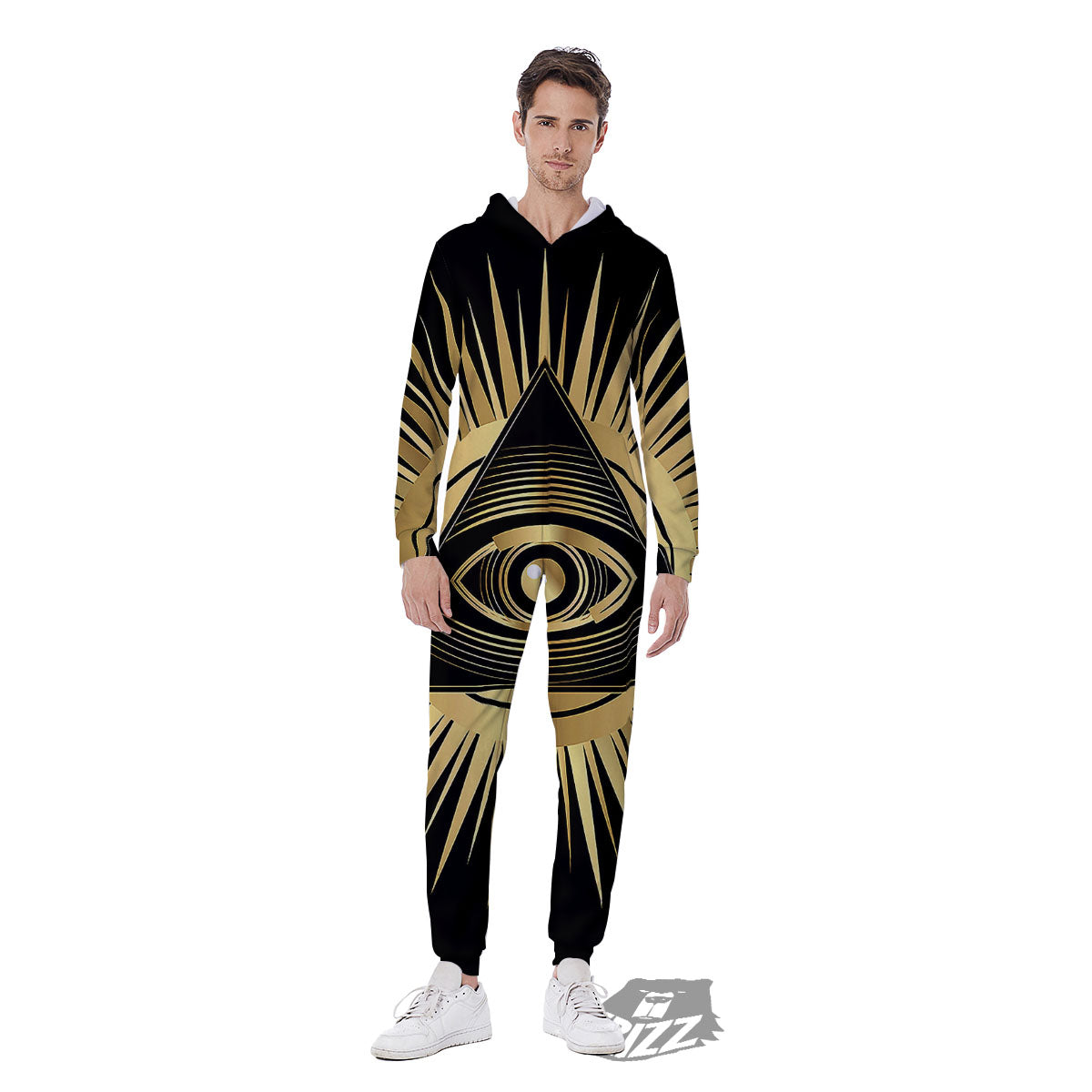 Eye Of Providence Symbol Illuminati Print Men's Jumpsuit-grizzshop
