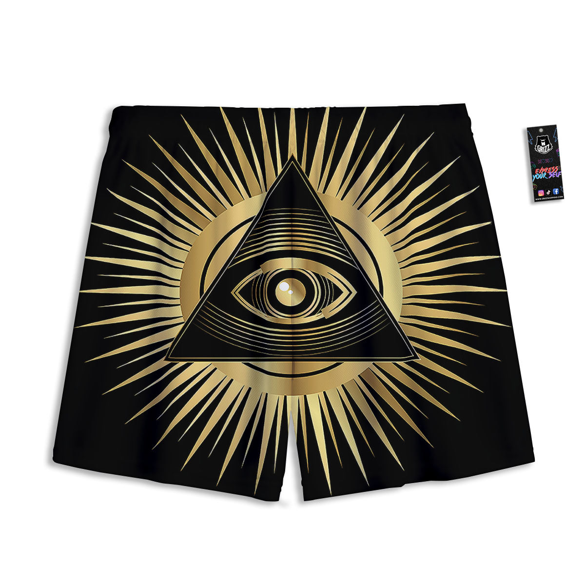 Eye Of Providence Symbol Illuminati Print Mesh Shorts