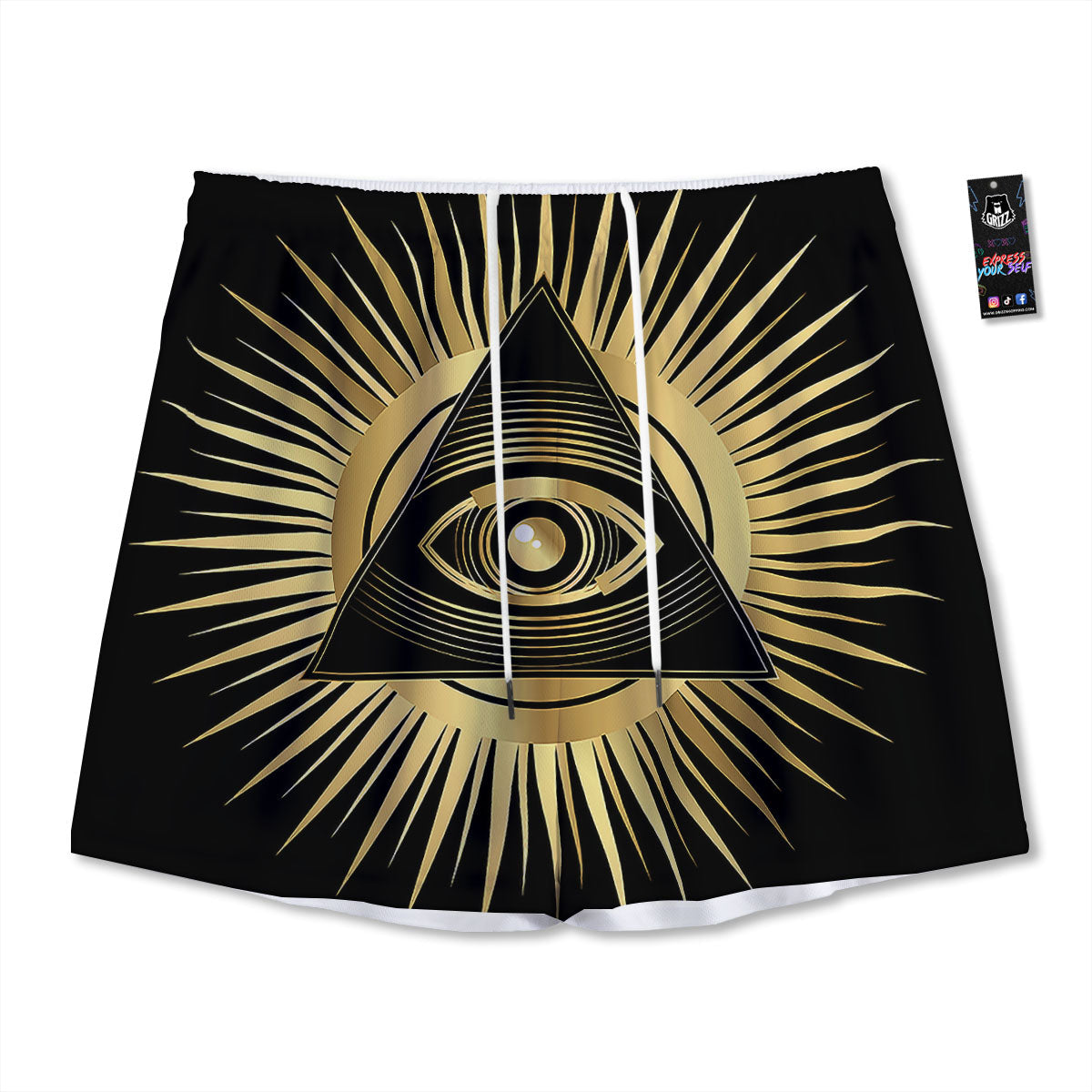 Eye Of Providence Symbol Illuminati Print Mesh Shorts