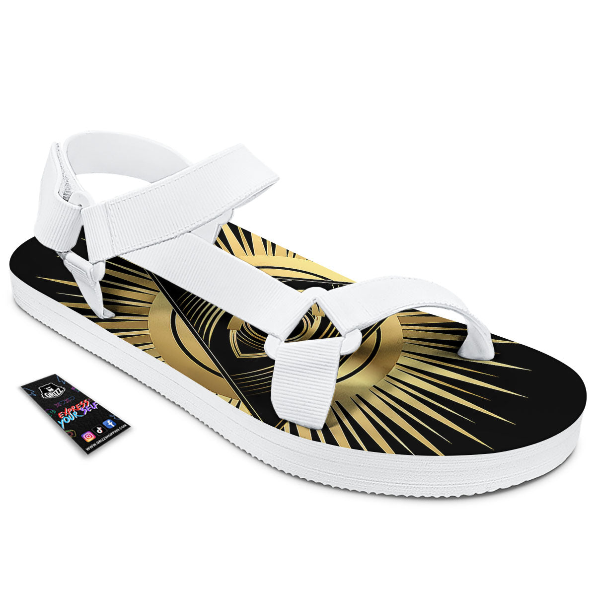 Eye Of Providence Symbol Illuminati Print White Open Toe Sandals-grizzshop