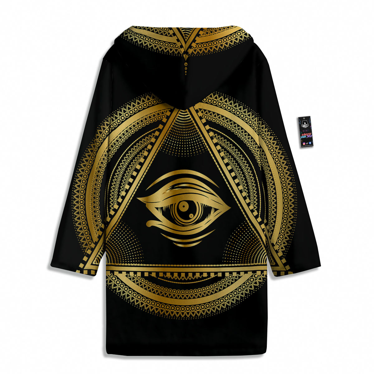Eye of Providence Gold And Black Print Men's Windbreaker Jacket-grizzshop