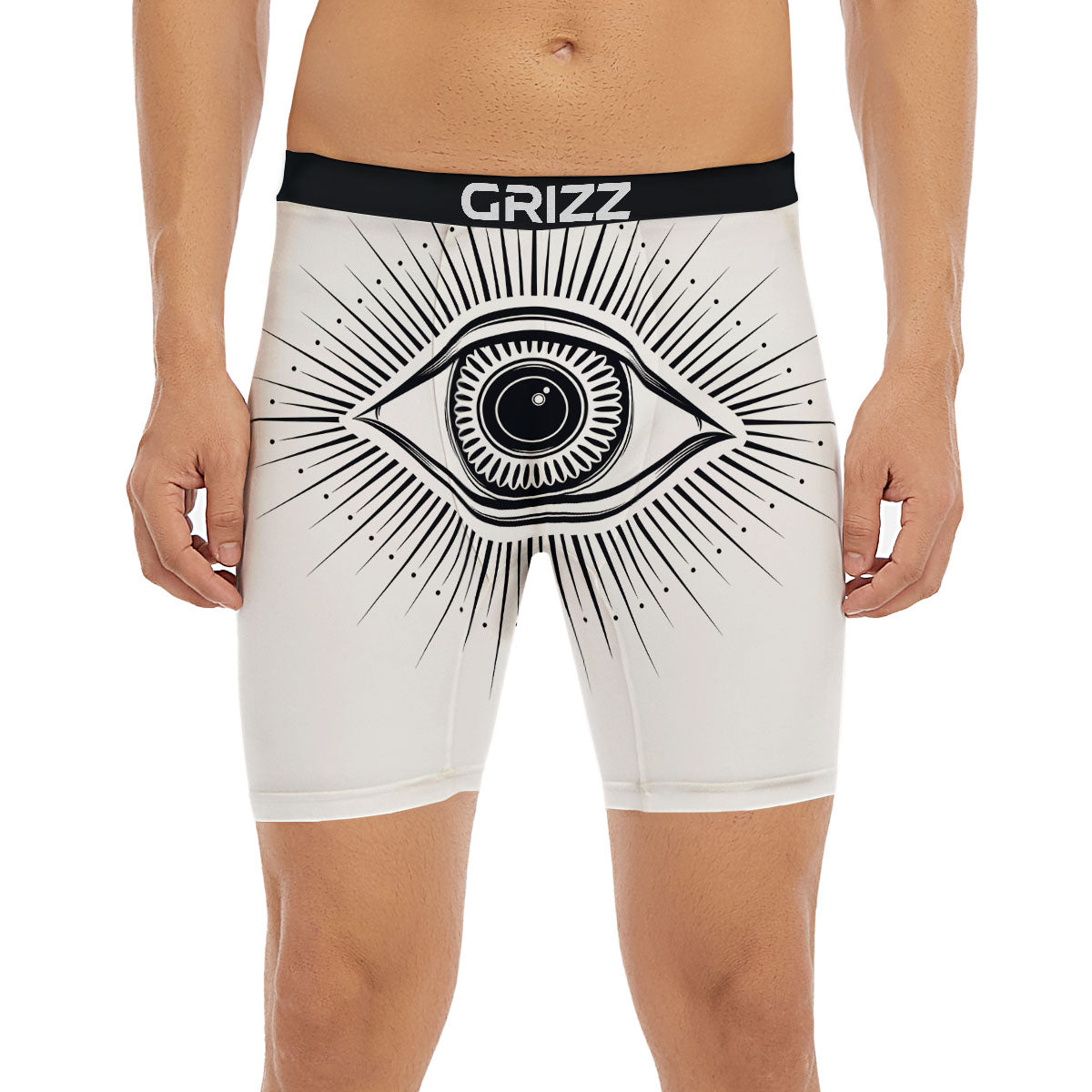 Eye of Providence White And Black Print Boxer Briefs-grizzshop
