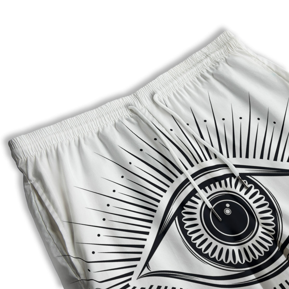 Eye of Providence White And Black Print Men's Athletic Shorts