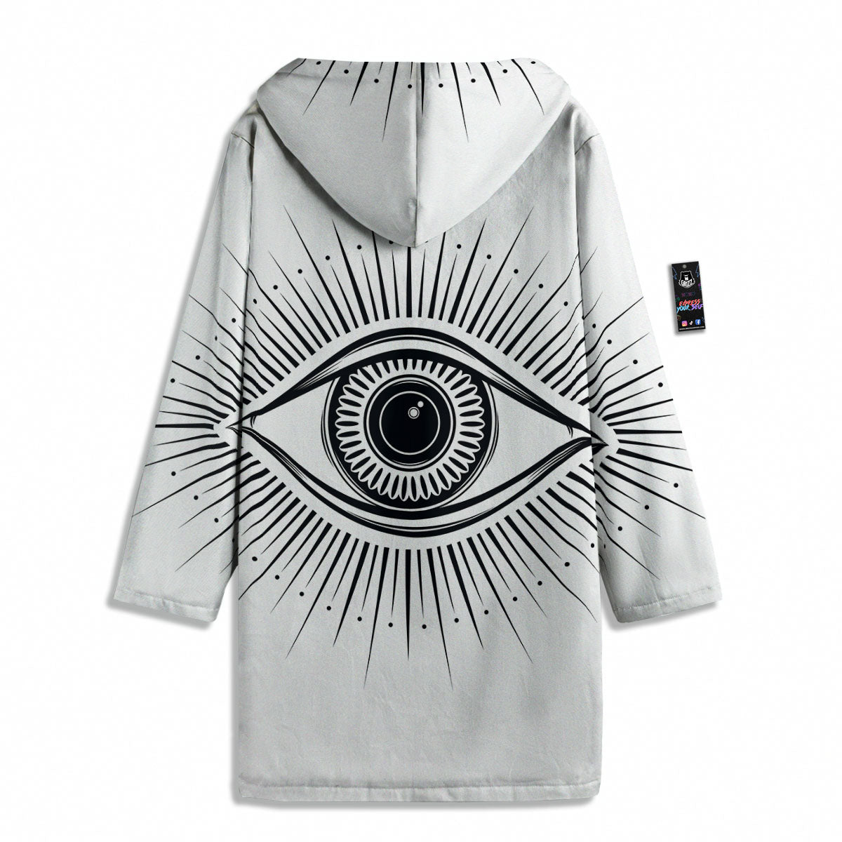 Eye of Providence White And Black Print Men's Windbreaker Jacket-grizzshop