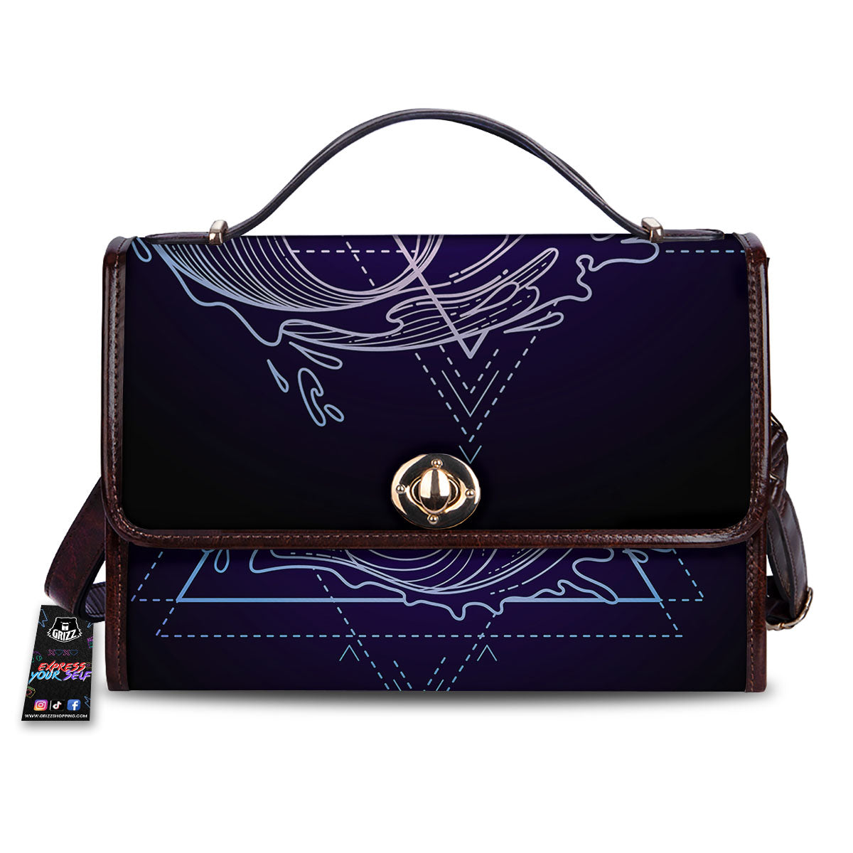 Eye Of Providence Black Purple Print Women's Satchel Bag