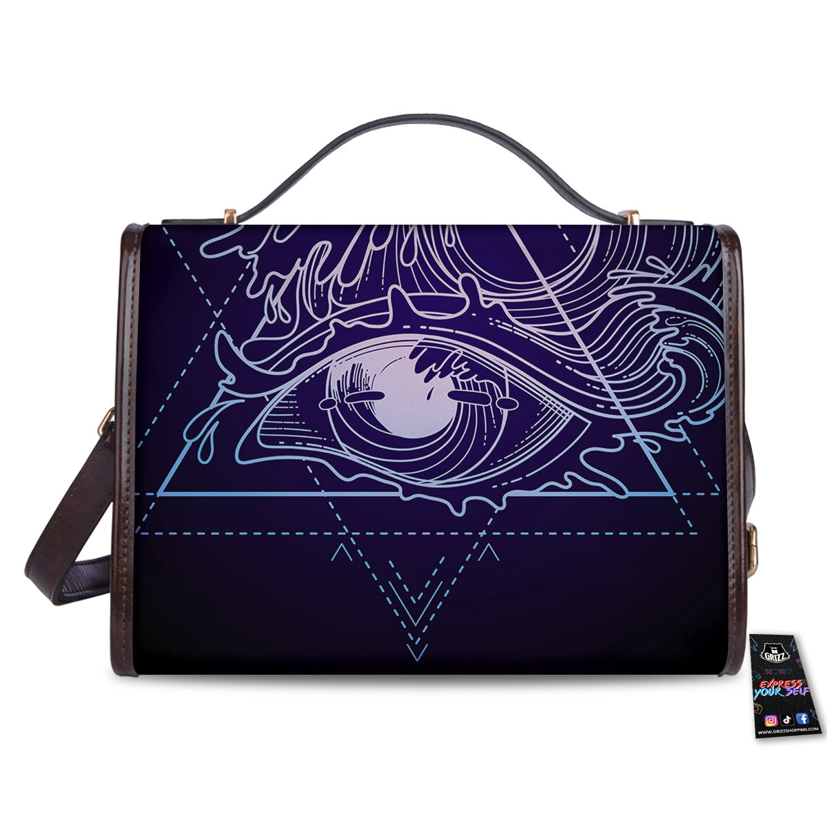 Eye Of Providence Black Purple Print Women's Satchel Bag