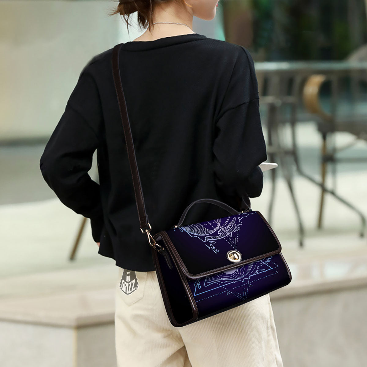 Eye Of Providence Black Purple Print Women's Satchel Bag