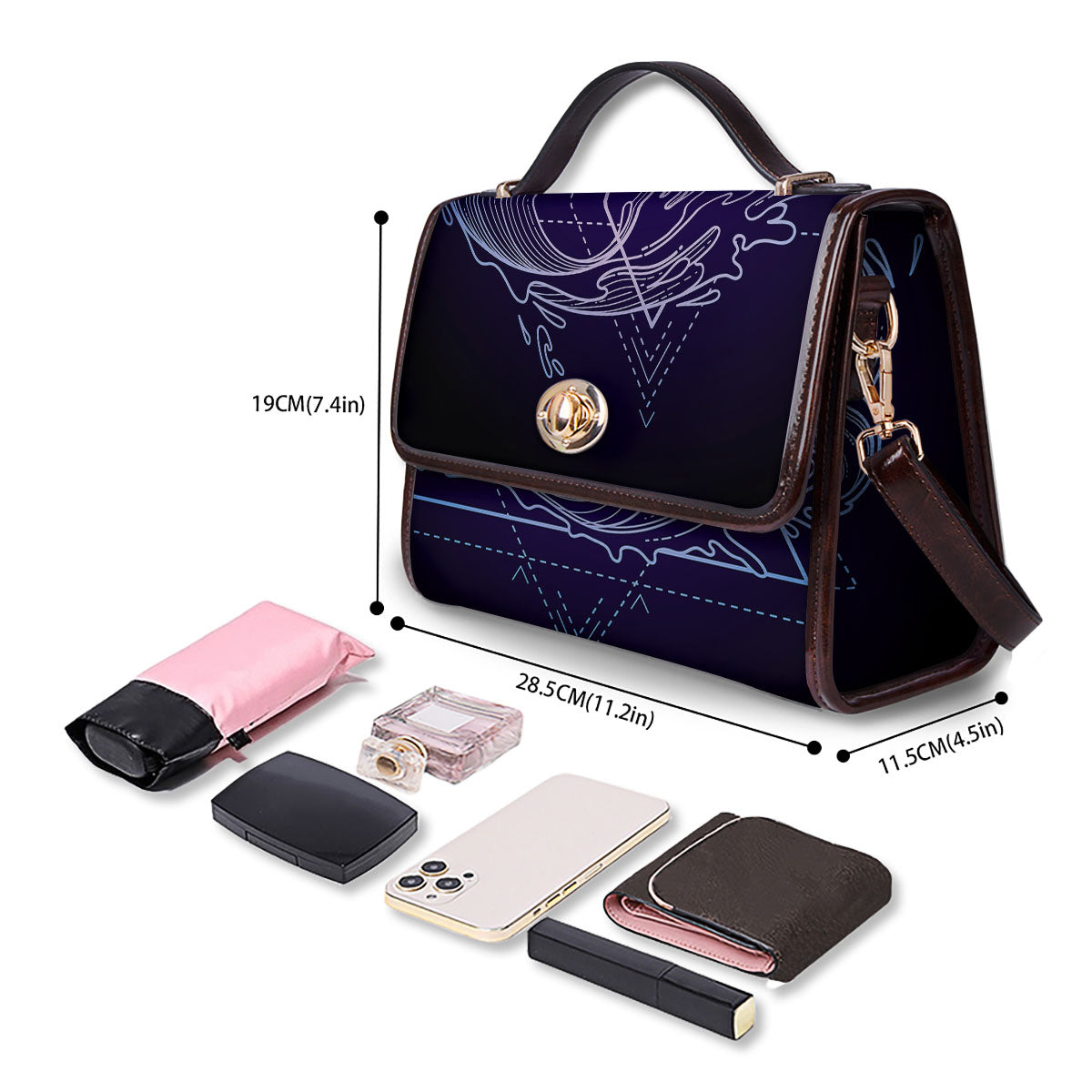 Eye Of Providence Black Purple Print Women's Satchel Bag