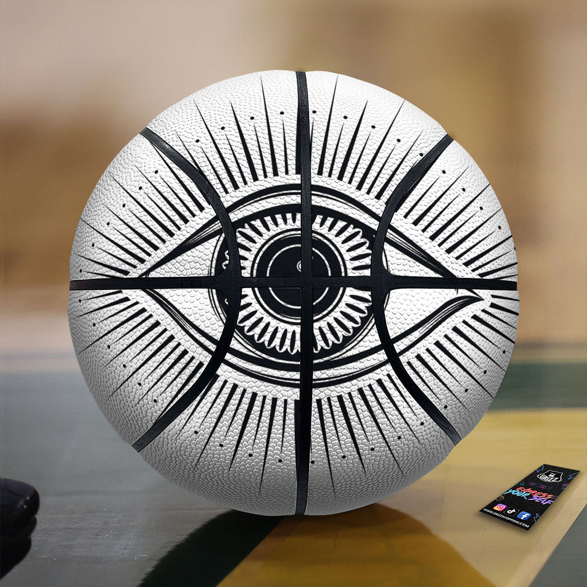 Eye of Providence White And Black Print Basketball