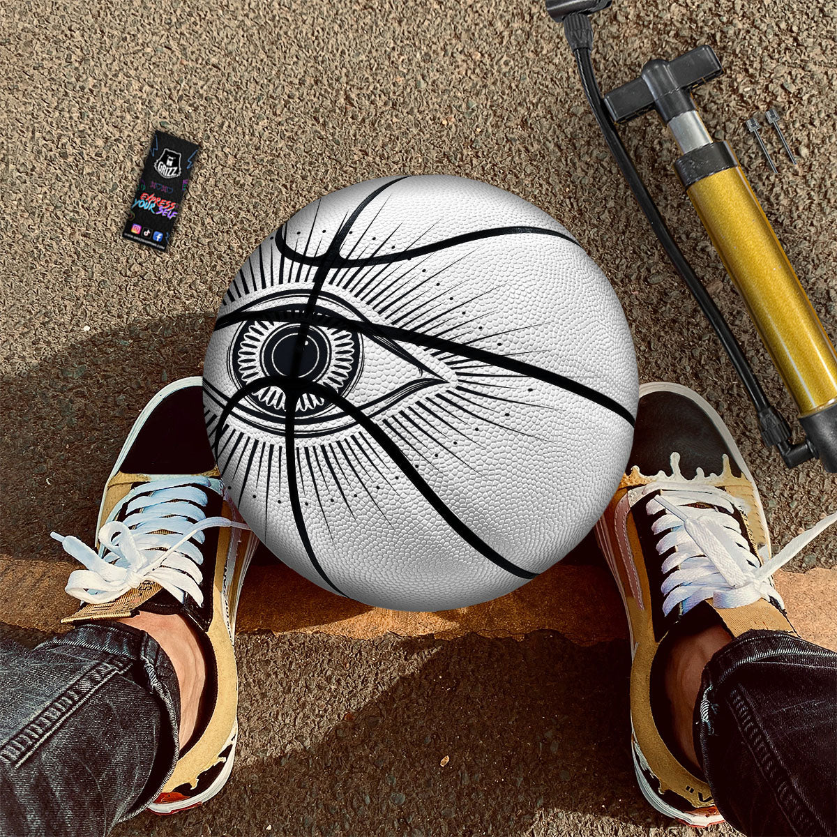 Eye of Providence White And Black Print Basketball