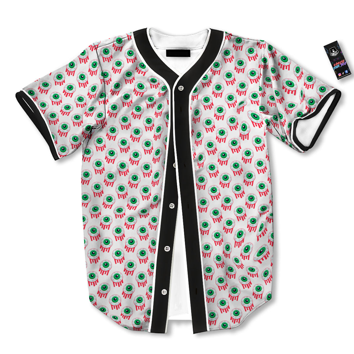 Eyeball Bloody Print Pattern Baseball Jersey-grizzshop