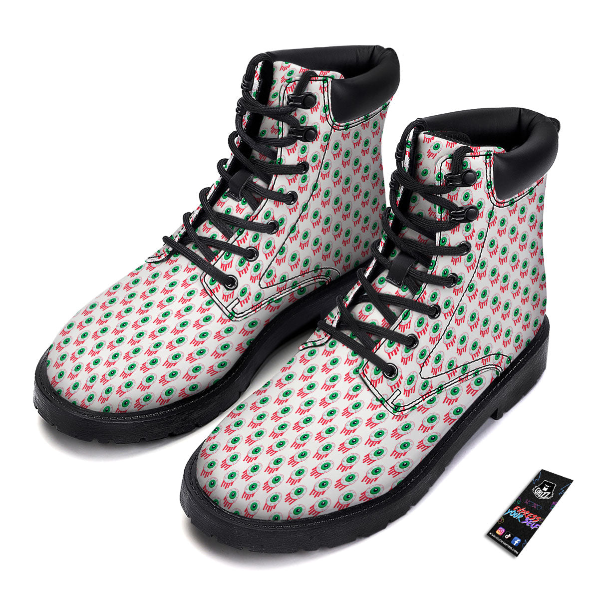Eyeball Bloody Print Pattern Boots-grizzshop