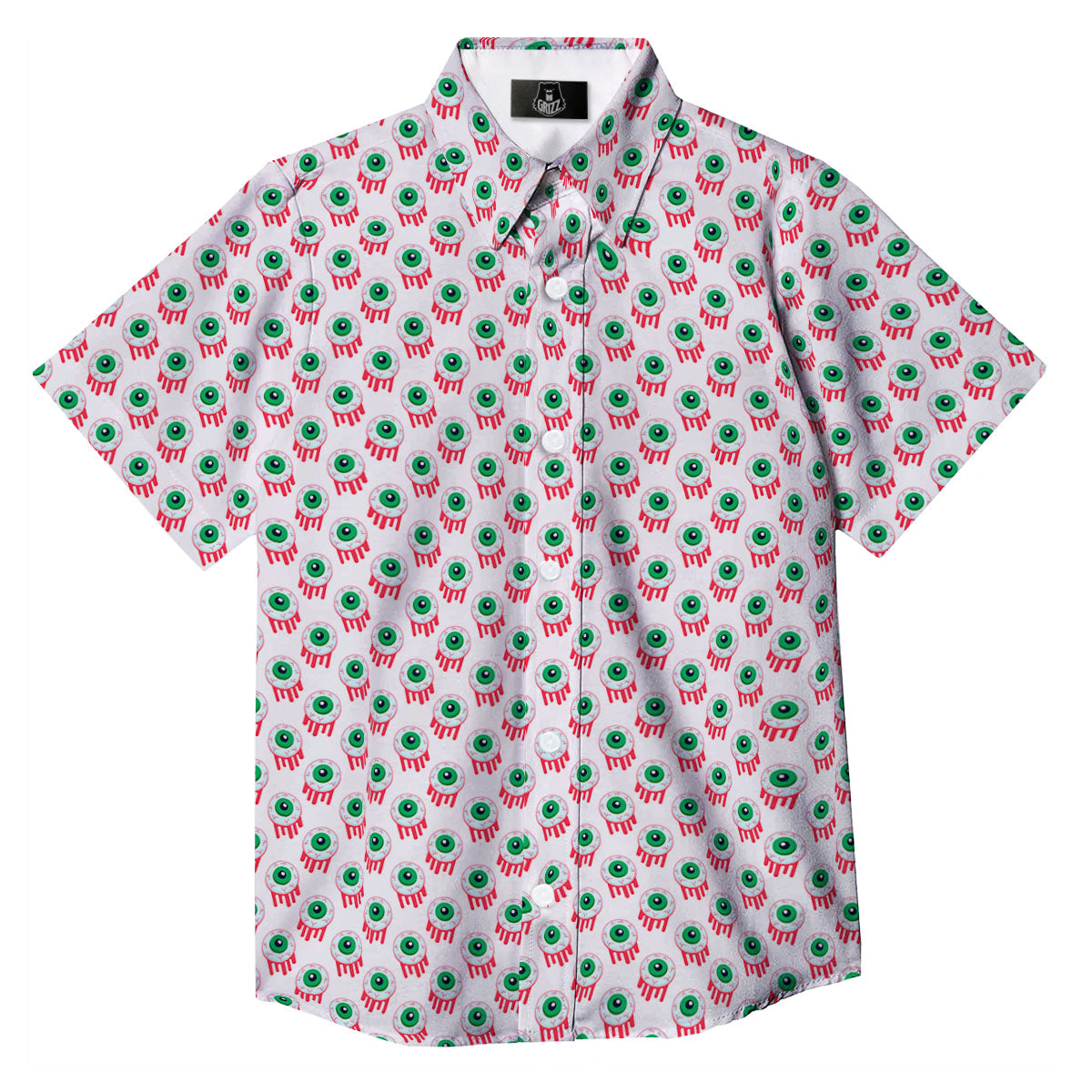 Eyeball Bloody Print Pattern Button Up Shirt-grizzshop