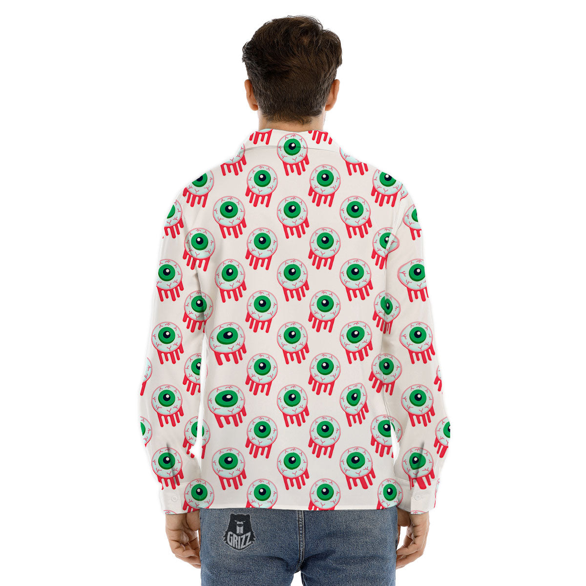 Eyeball Bloody Print Pattern Men's Dress Shirts-grizzshop