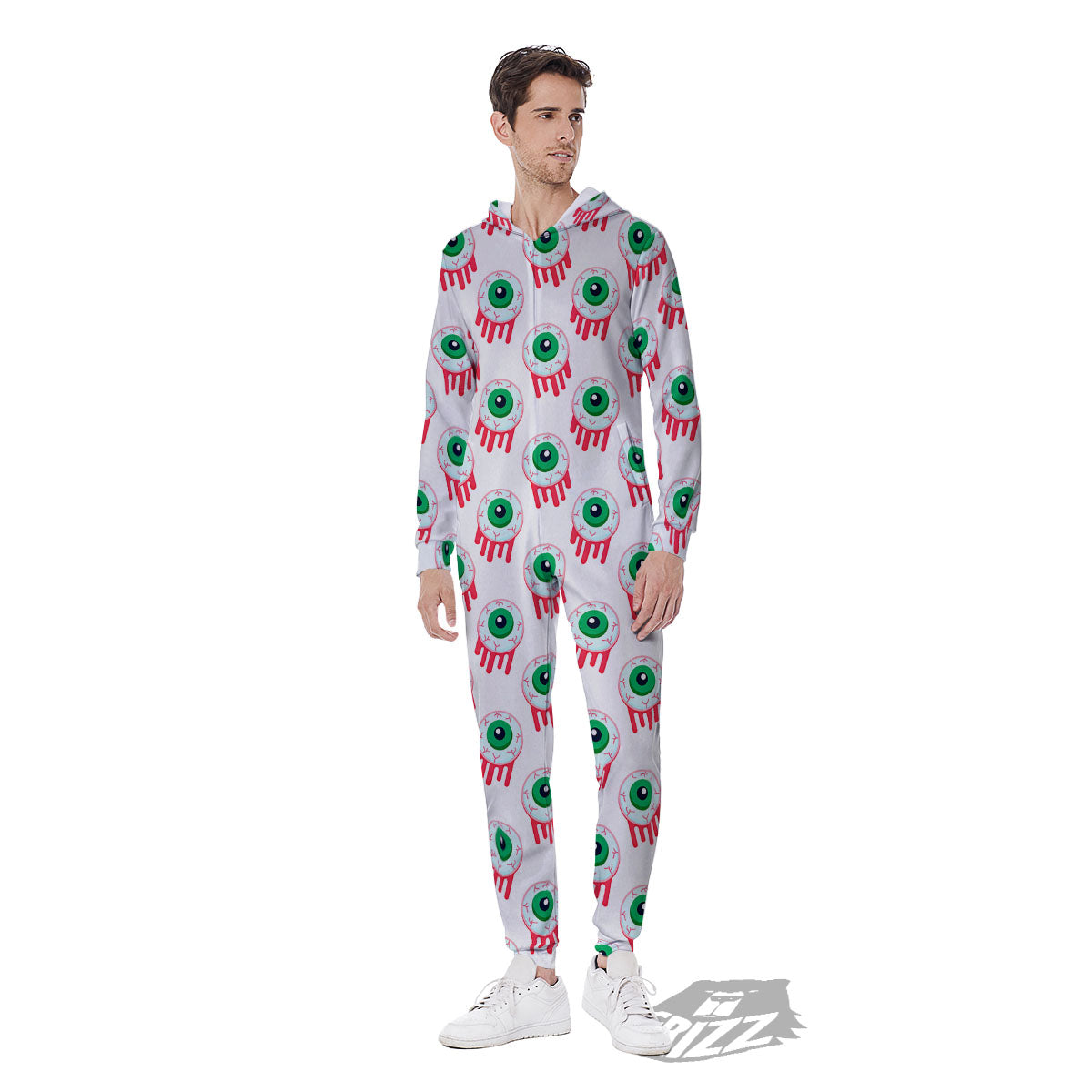 Eyeball Bloody Print Pattern Men's Jumpsuit-grizzshop