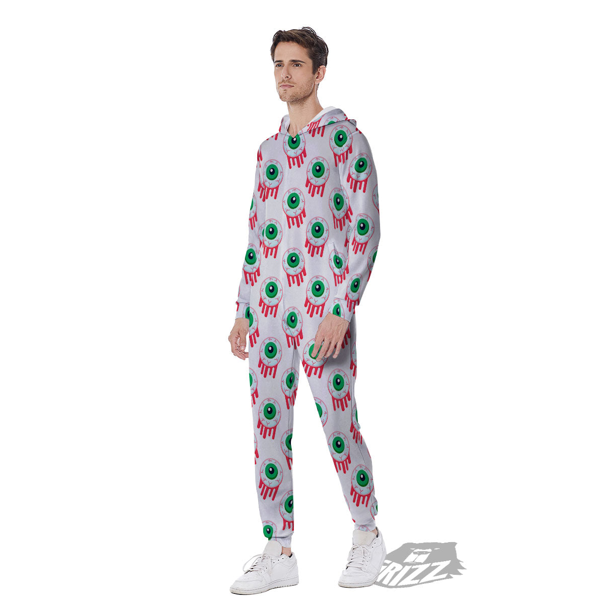 Eyeball Bloody Print Pattern Men's Jumpsuit-grizzshop
