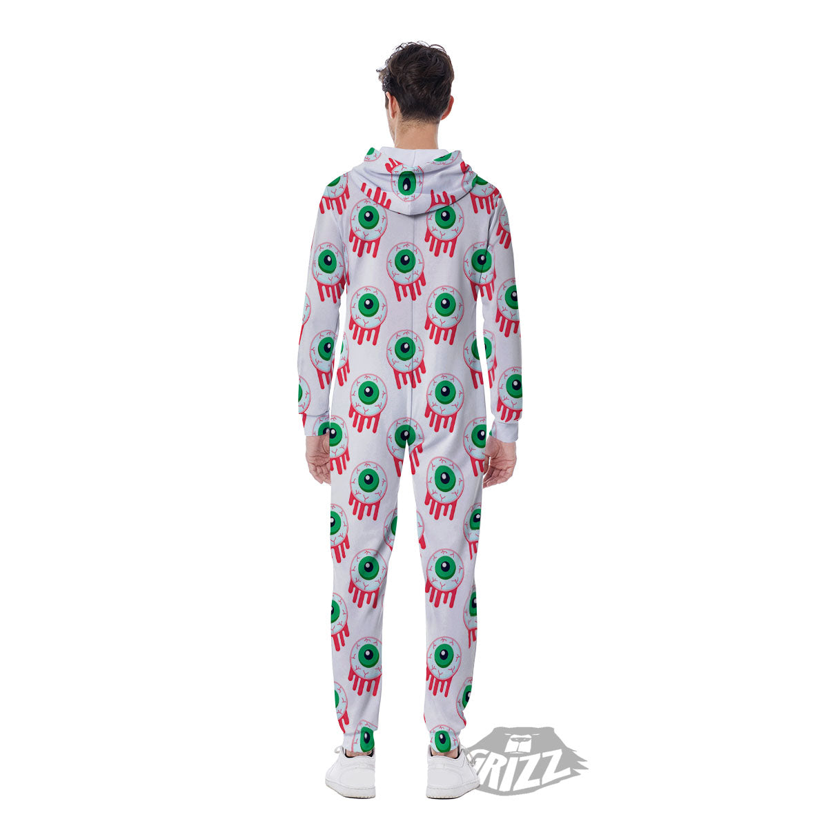 Eyeball Bloody Print Pattern Men's Jumpsuit-grizzshop