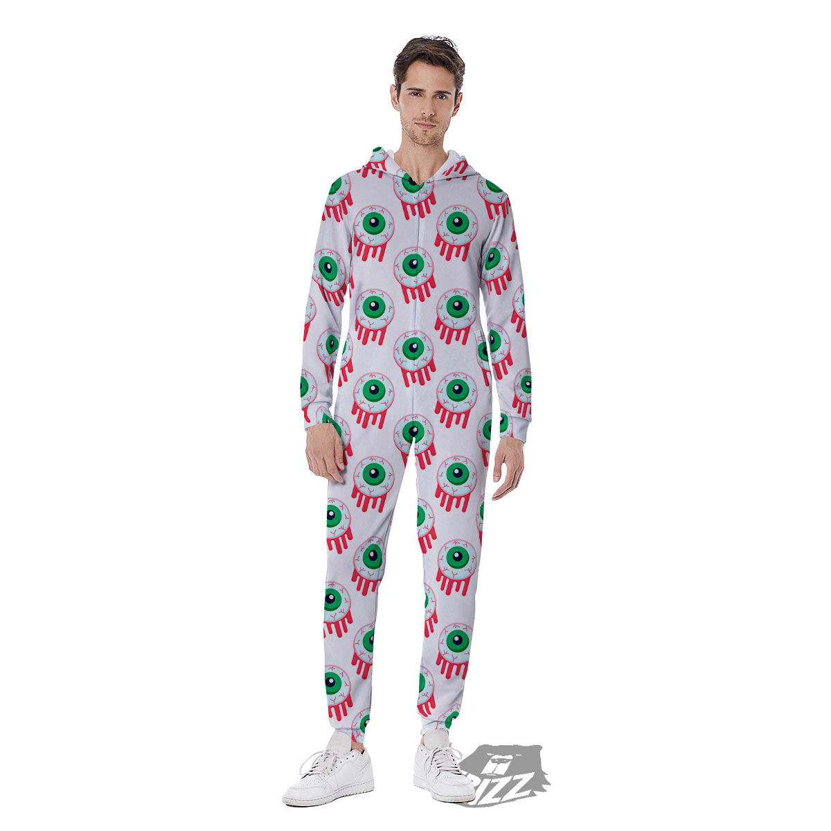 Eyeball Bloody Print Pattern Men's Jumpsuit-grizzshop