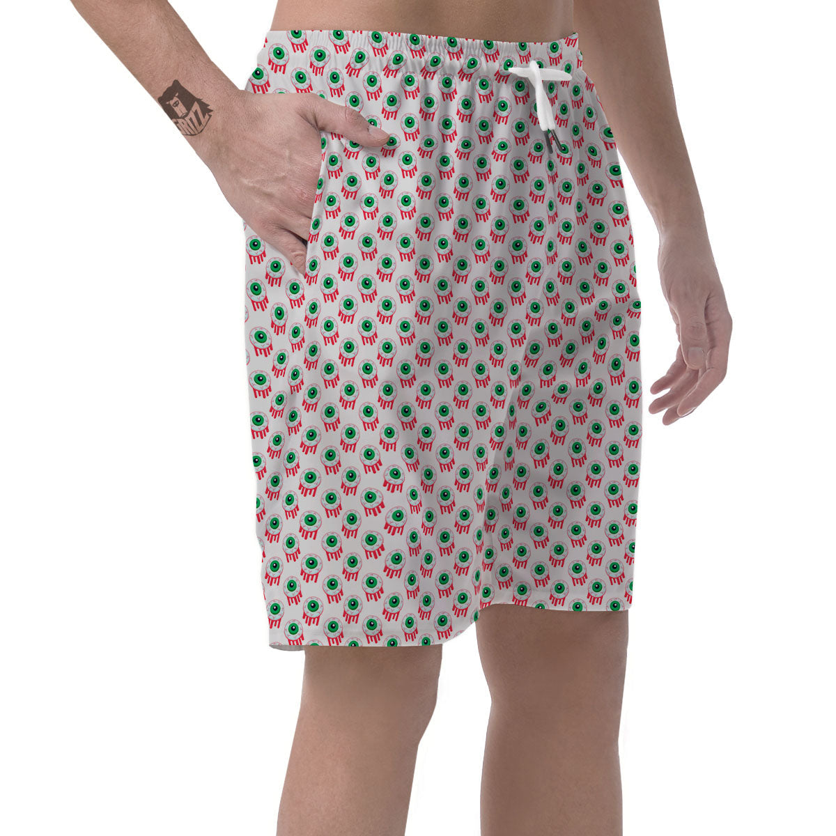 Eyeball Bloody Print Pattern Men's Shorts-grizzshop
