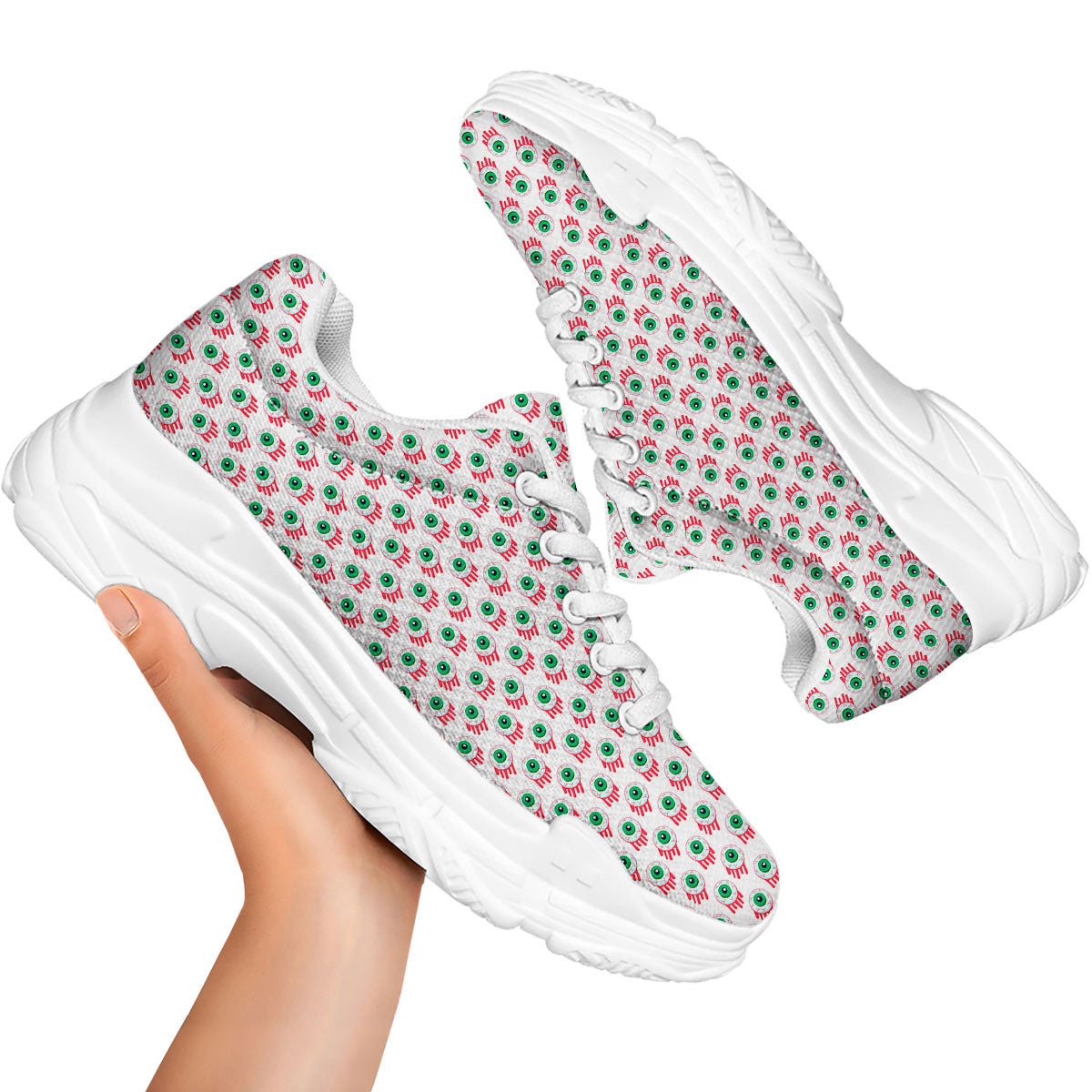 Eyeball Bloody Print Pattern White Chunky Shoes-grizzshop