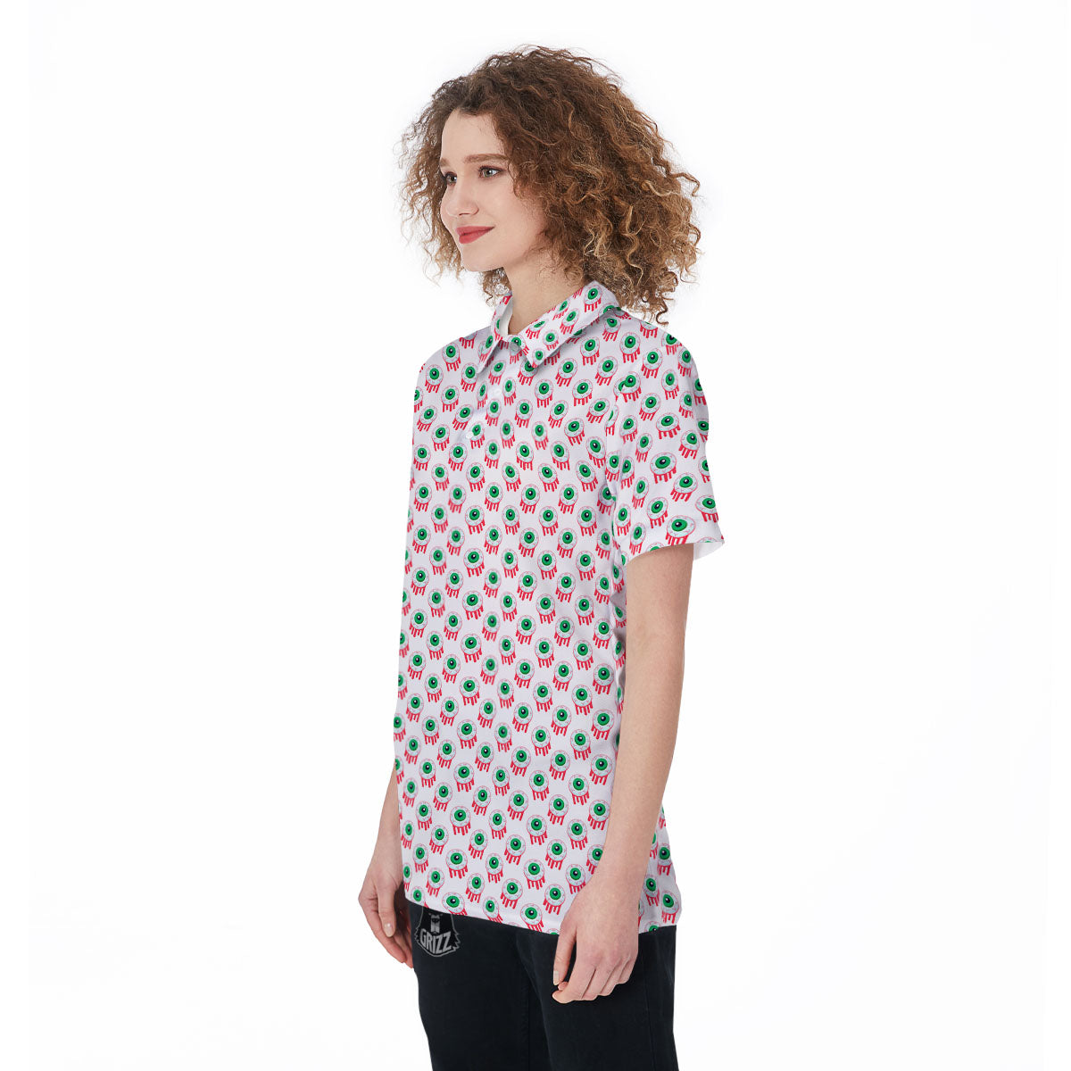 Eyeball Bloody Print Pattern Women's Golf Shirts-grizzshop