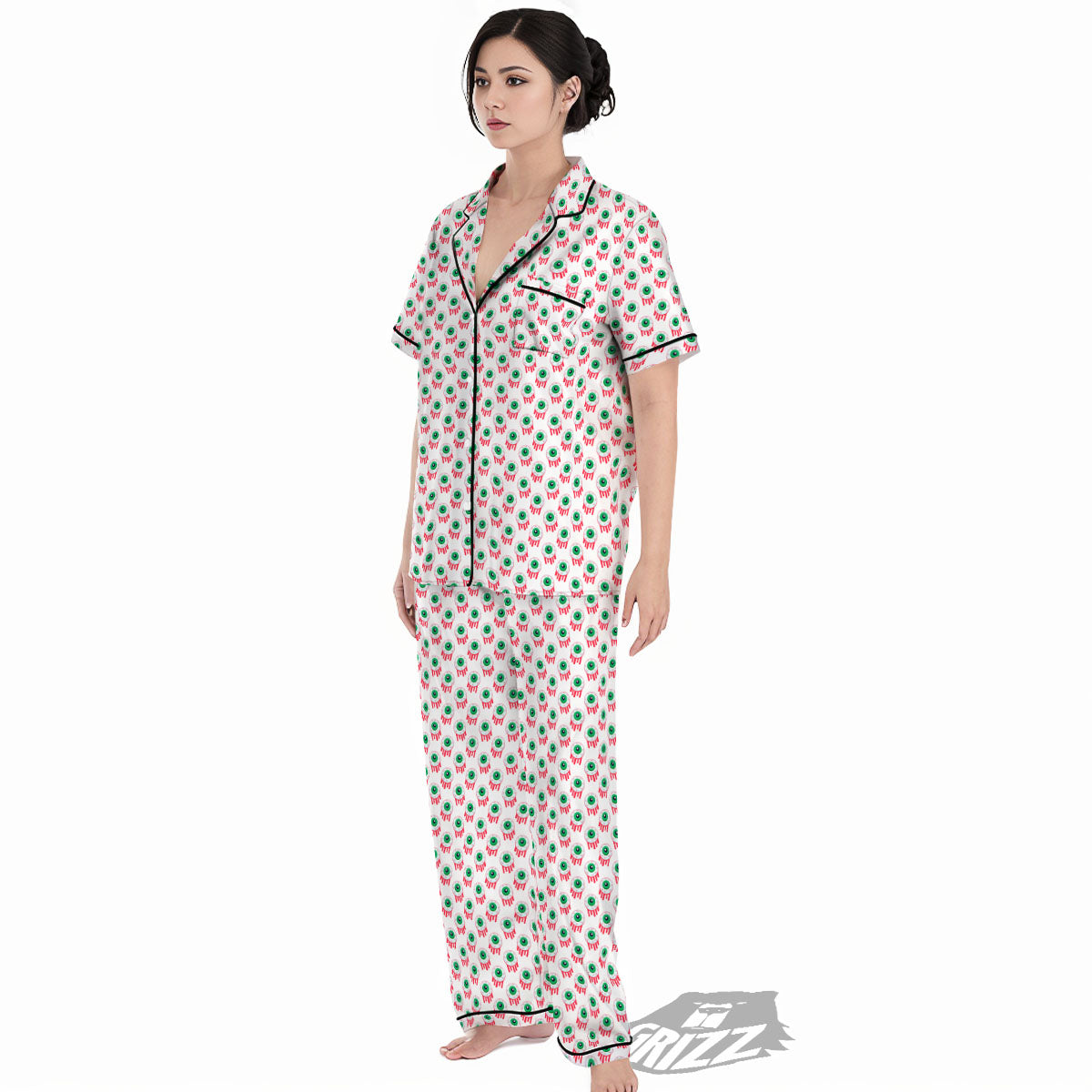 Eyeball Bloody Print Pattern Women's Pajamas Set-grizzshop