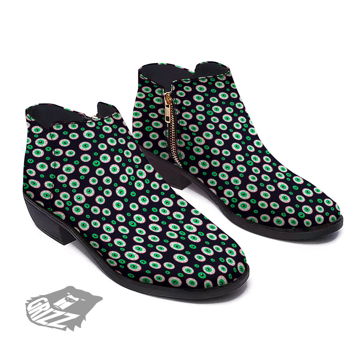 Eyeball Creepy Print Pattern Ankle Boots-grizzshop