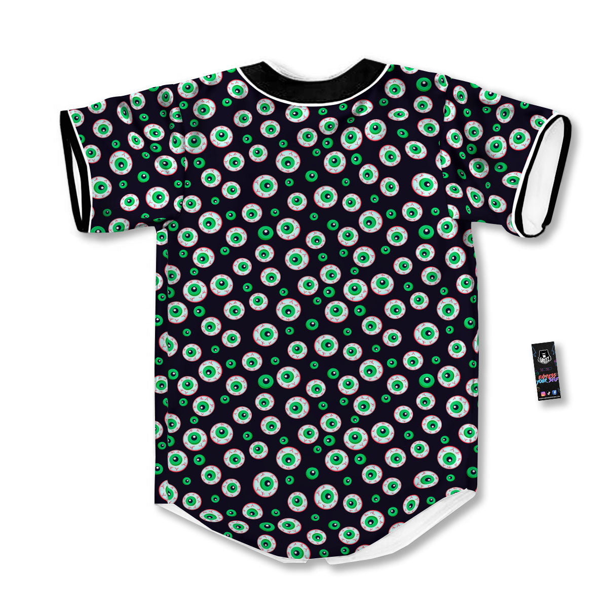 Eyeball Creepy Print Pattern Baseball Jersey-grizzshop