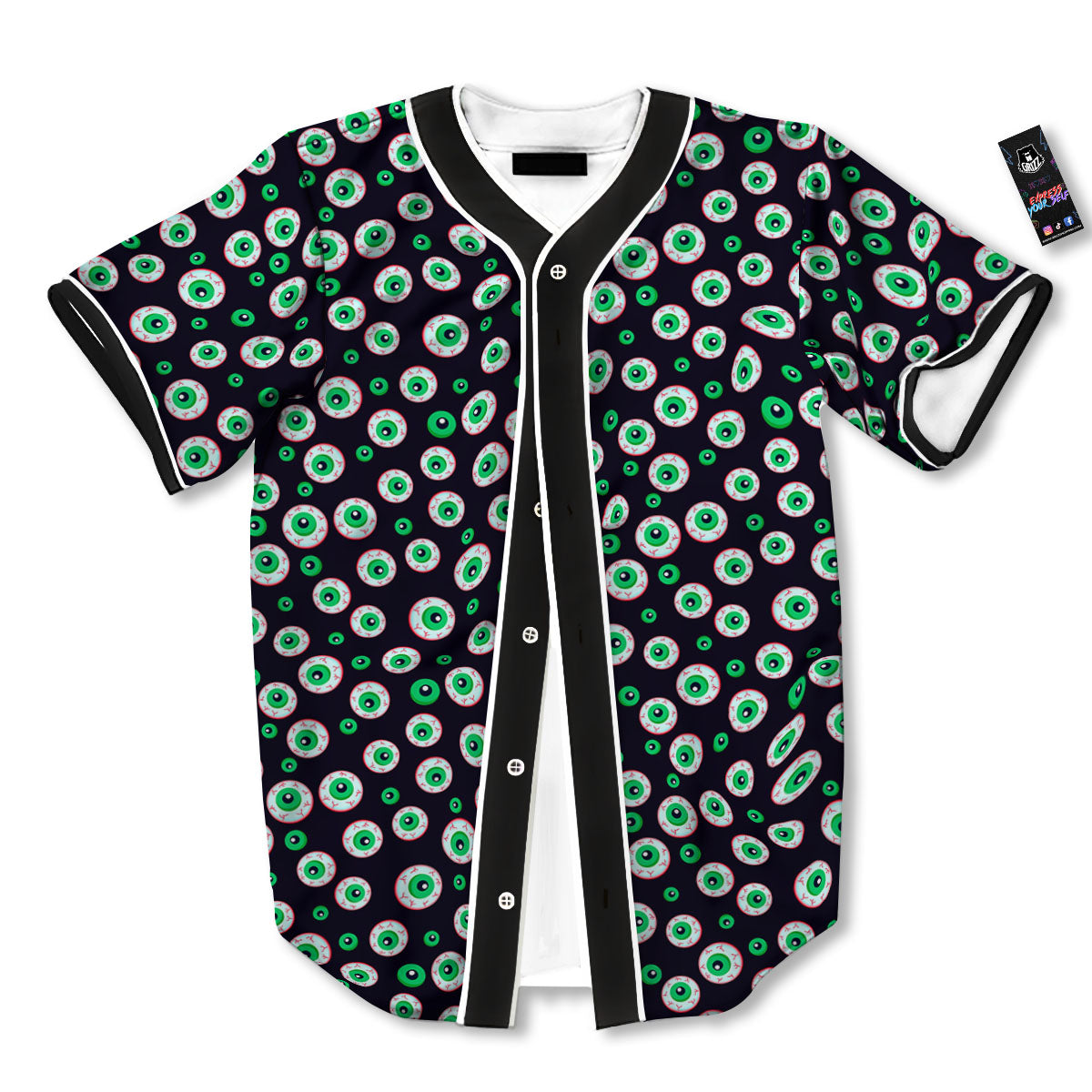 Eyeball Creepy Print Pattern Baseball Jersey-grizzshop