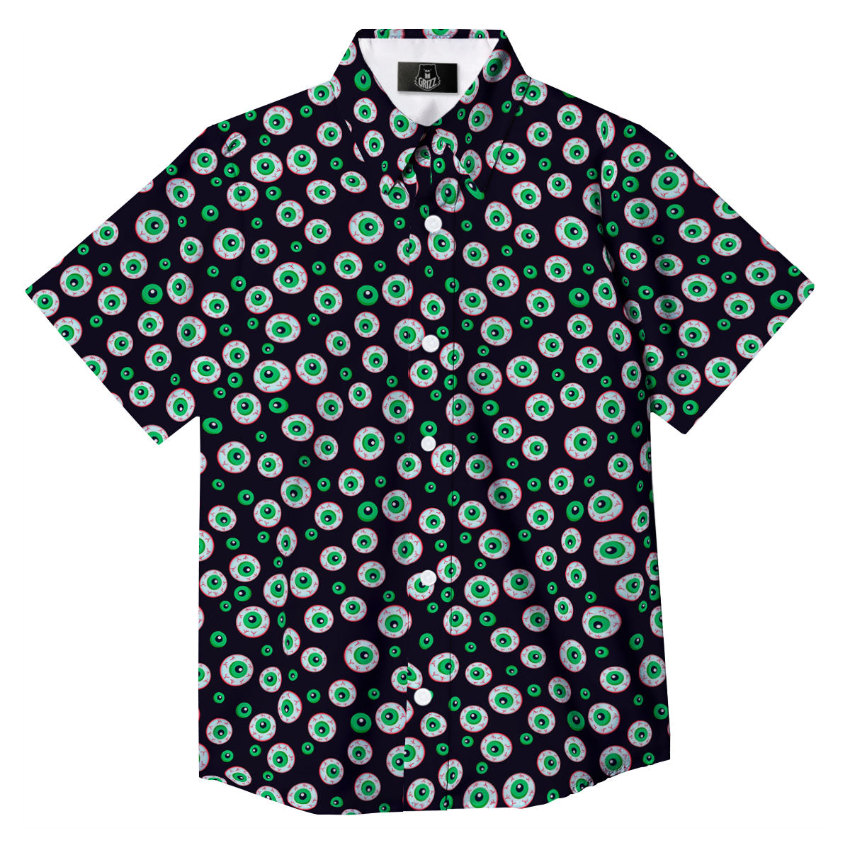 Eyeball Creepy Print Pattern Button Up Shirt-grizzshop