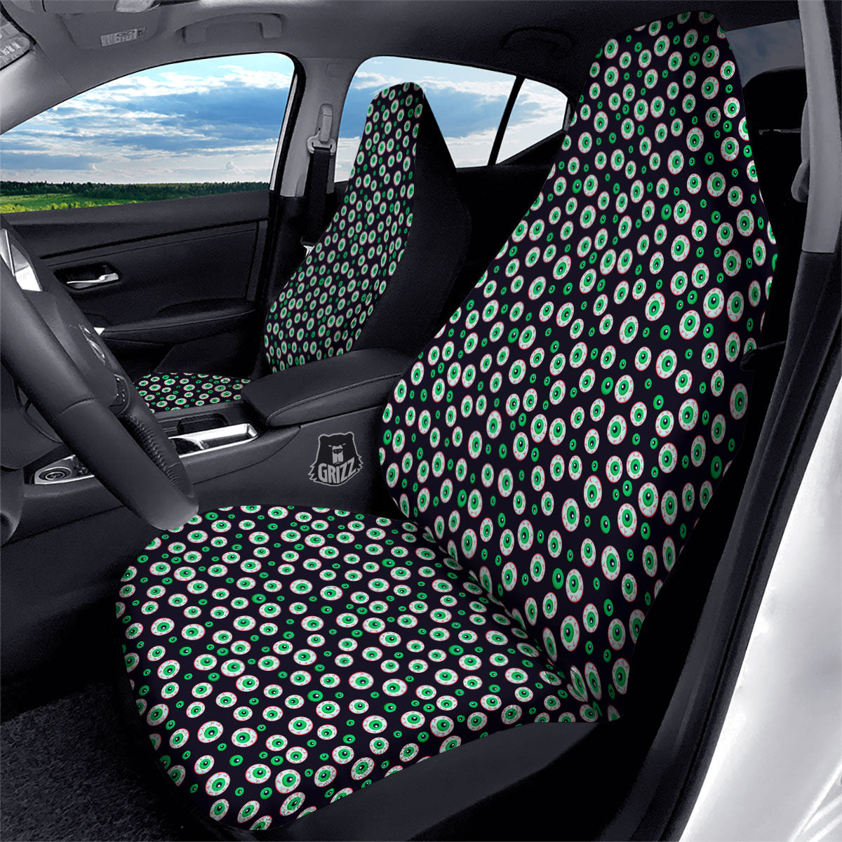 Eyeball Creepy Print Pattern Car Seat Covers-grizzshop