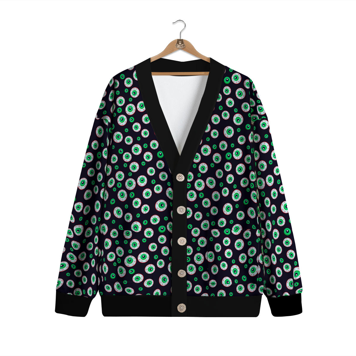Eyeball Creepy Print Pattern Cardigan-grizzshop