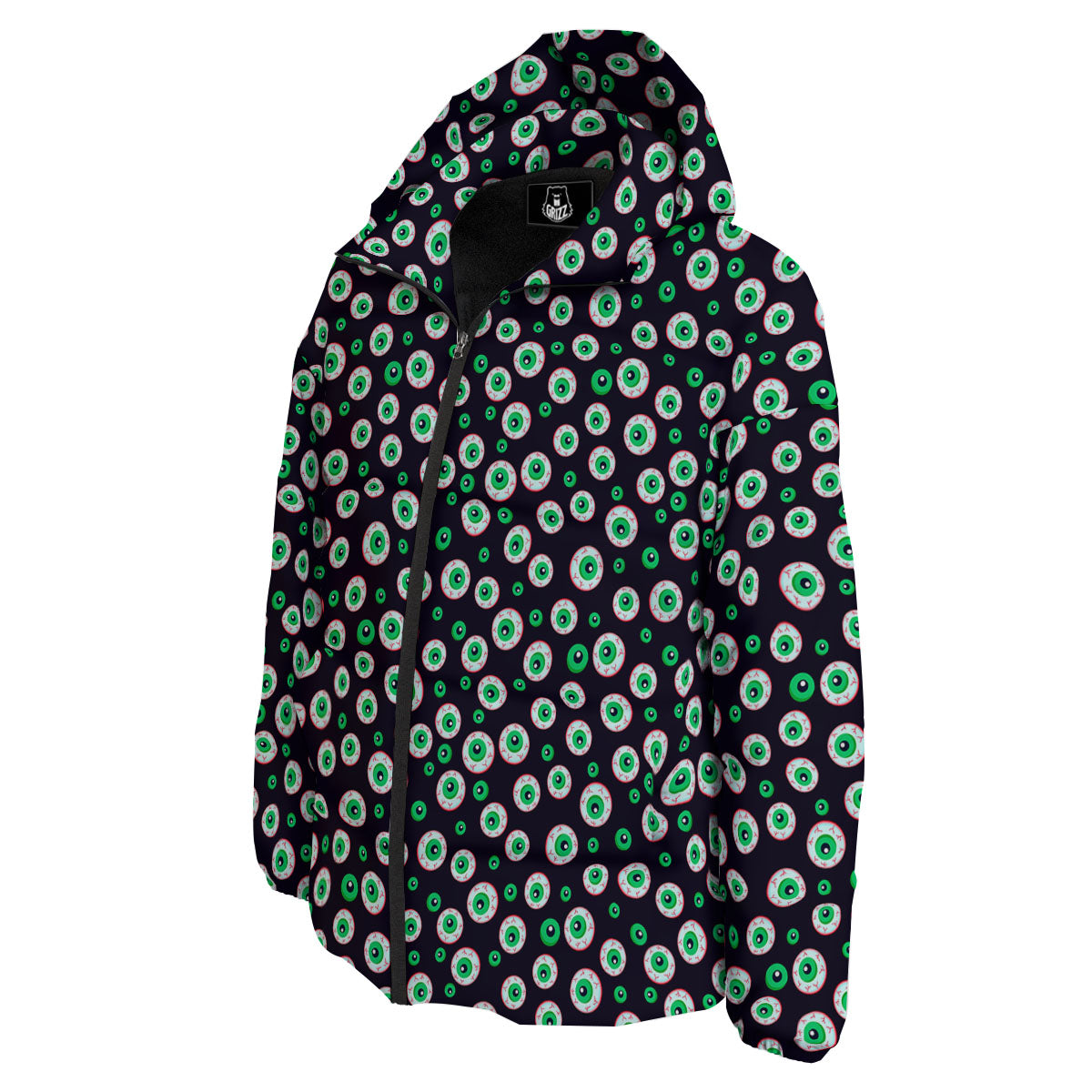 Eyeball Creepy Print Pattern Down Jacket-grizzshop
