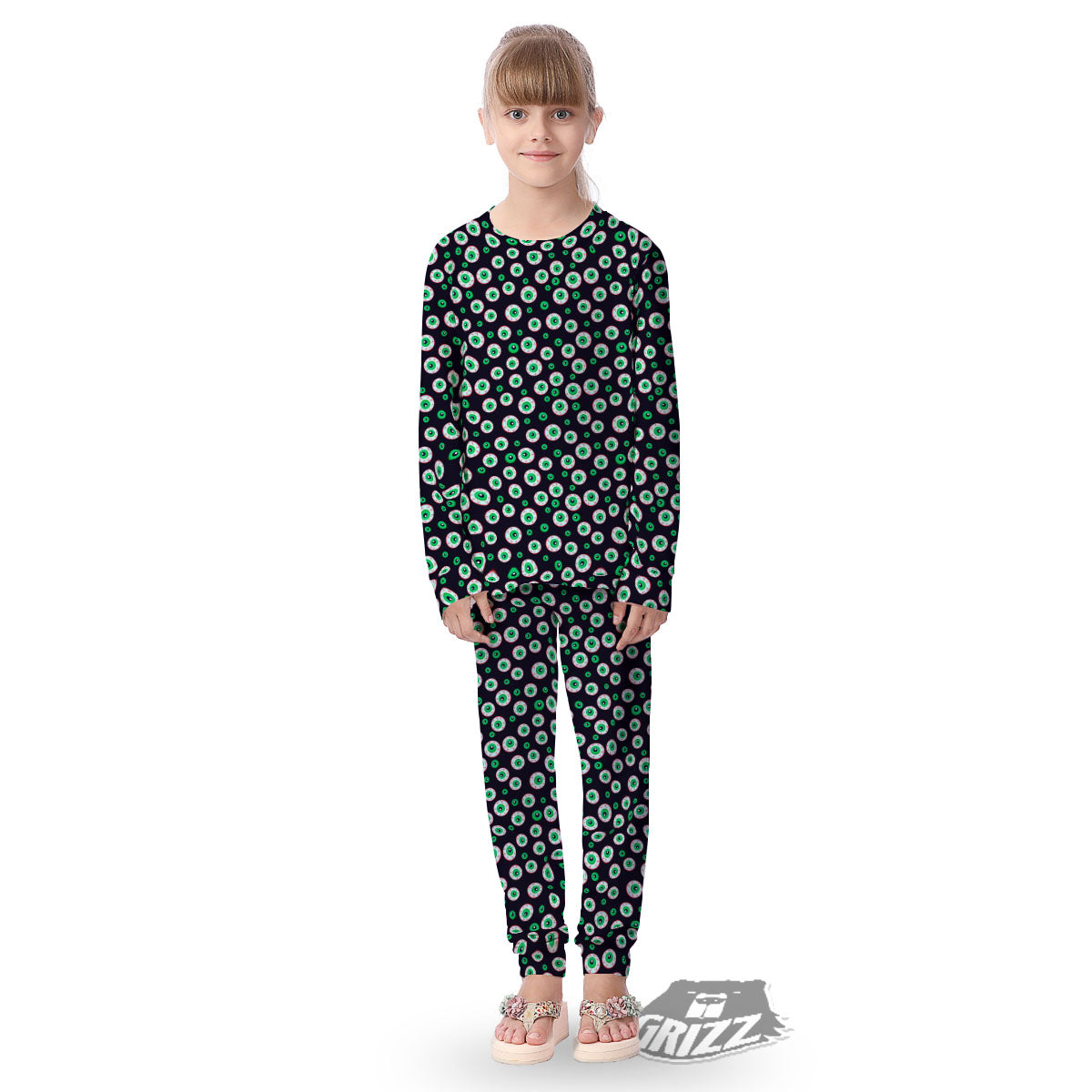 Eyeball Creepy Print Pattern Kid's Pajamas-grizzshop